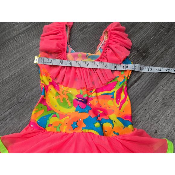 Costume Gallery Vibrant Pink 2 Tiered Tutu Skort Dress Sleeveless Dance Outfit - Picture 6 of 10